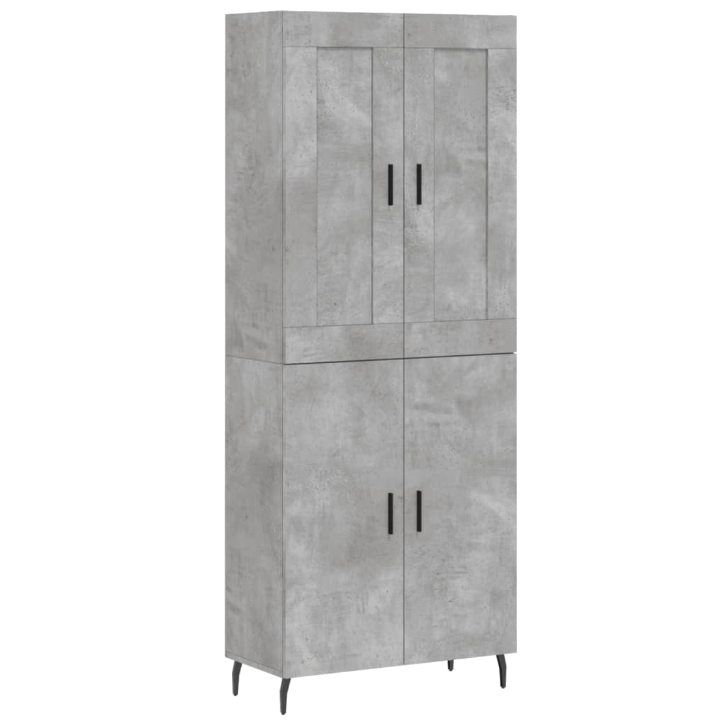 Visoka komoda siva betona 69,5x34x180 cm od konstruiranog drva
