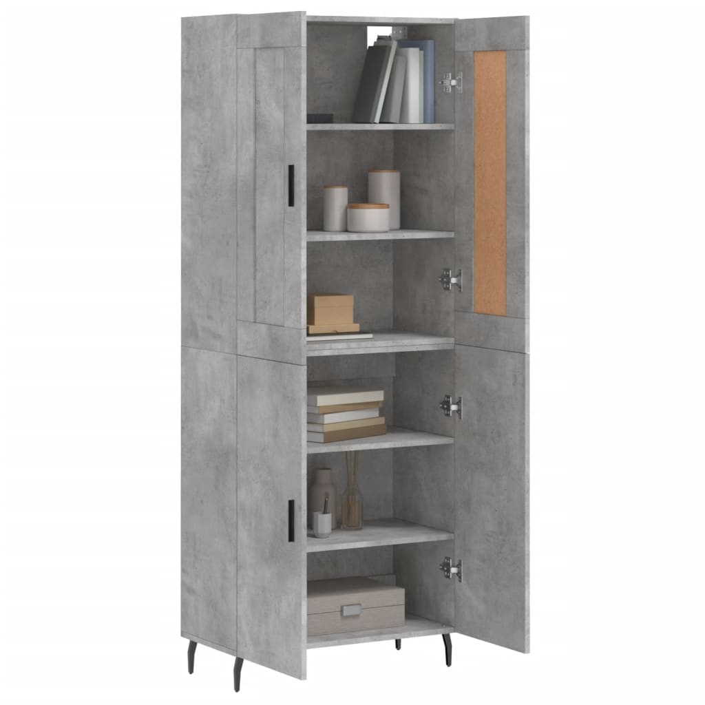 Visoka komoda siva betona 69,5x34x180 cm od konstruiranog drva