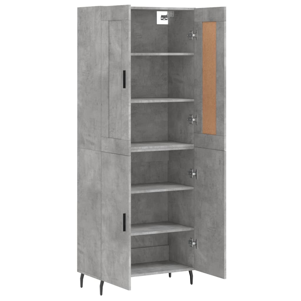 Visoka komoda siva betona 69,5x34x180 cm od konstruiranog drva