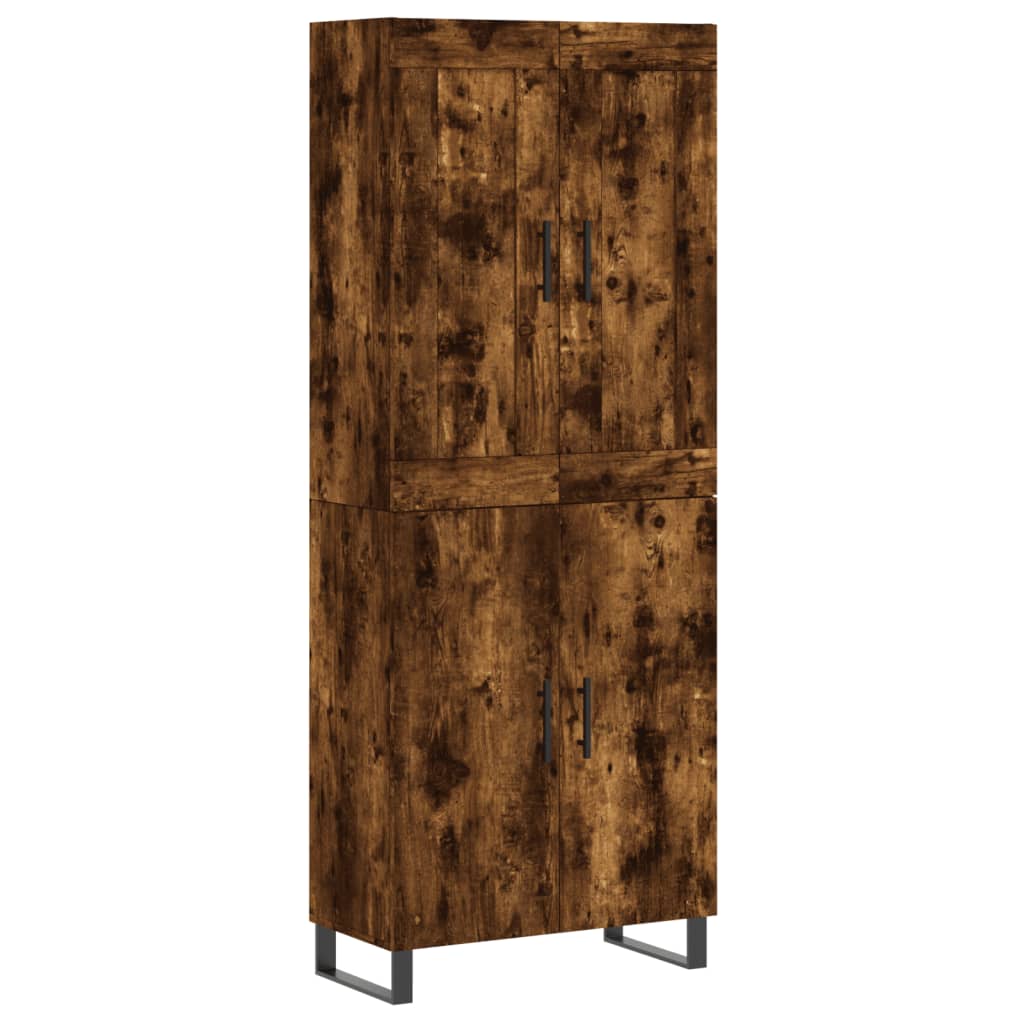 Visoka komoda dimljeni hrast 69,5x34x180 cm konstruiranog drva
