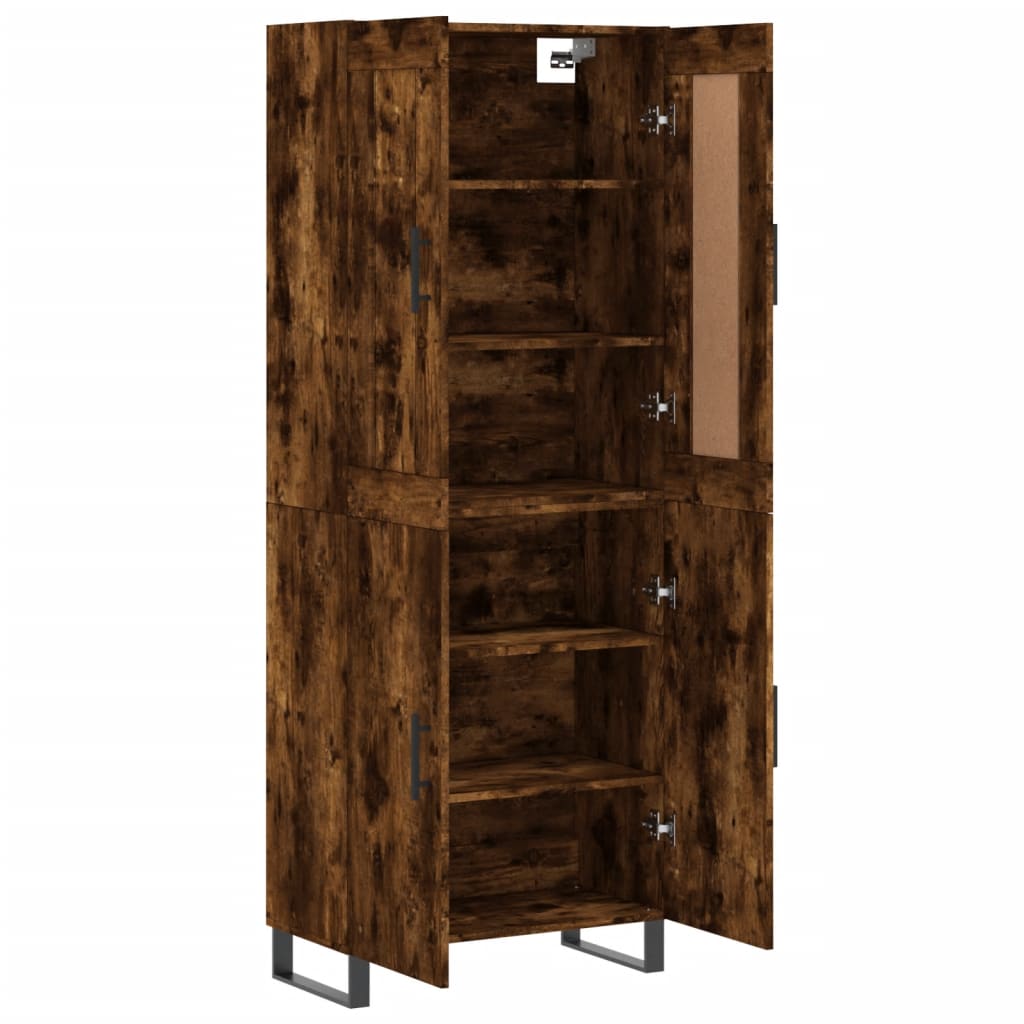 Visoka komoda dimljeni hrast 69,5x34x180 cm konstruiranog drva