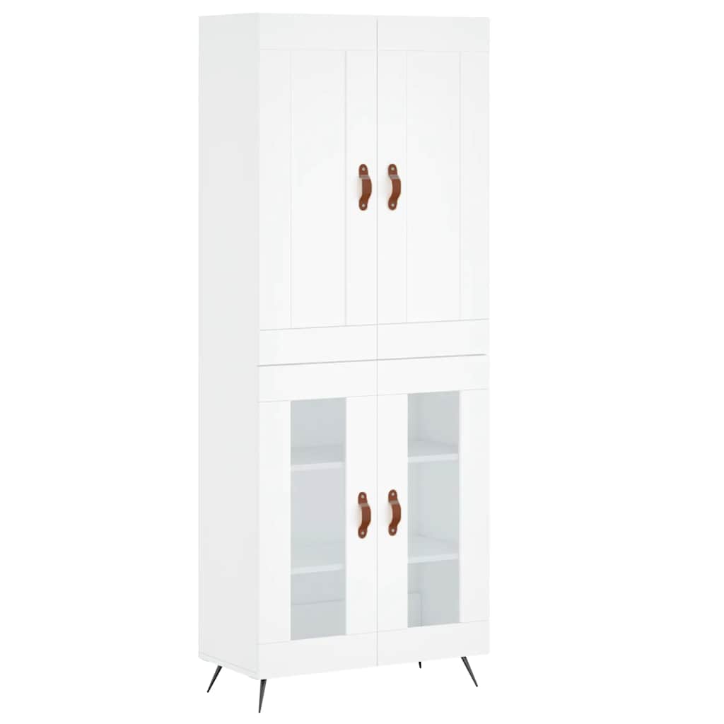 Visoka komoda bijela 69,5x34x180 cm konstruirano drvo