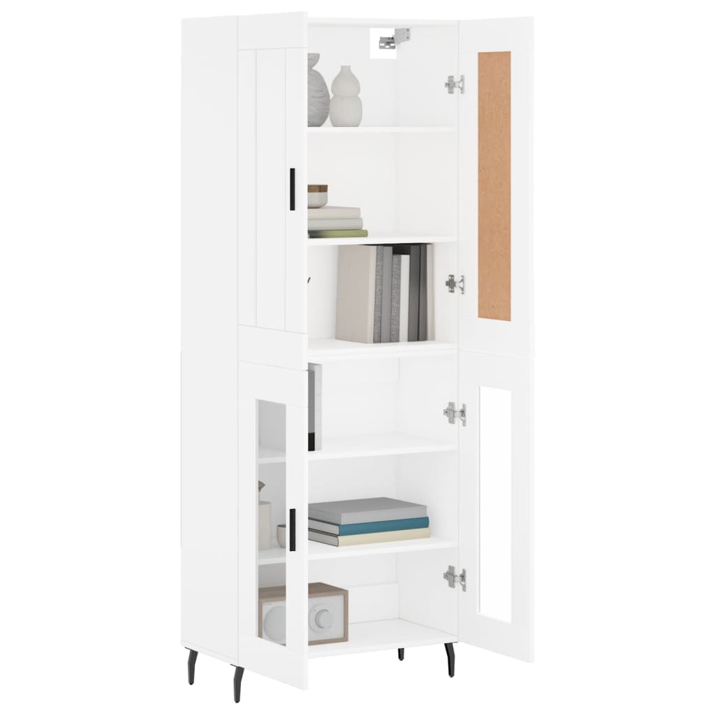 Visoka komoda bijela 69,5x34x180 cm konstruirano drvo