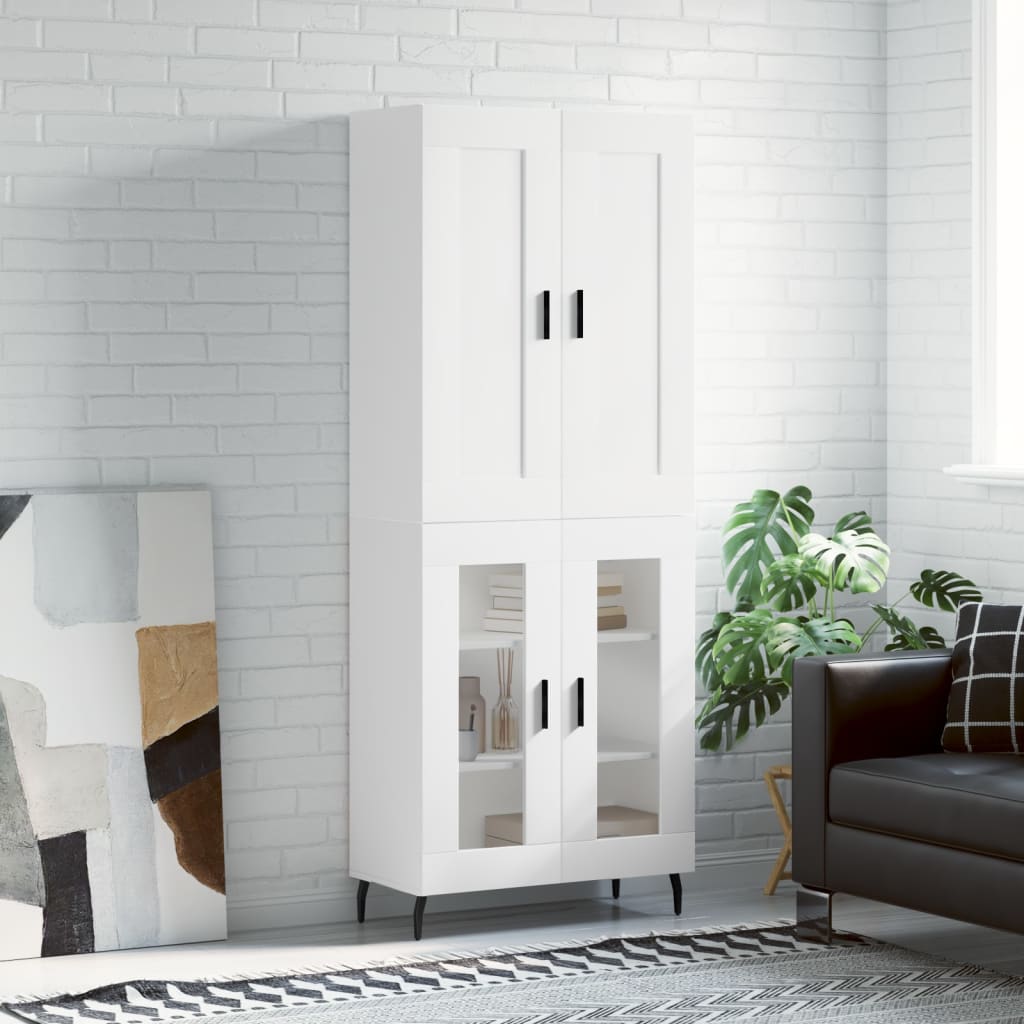 Visoka komoda bijela 69,5x34x180 cm konstruirano drvo
