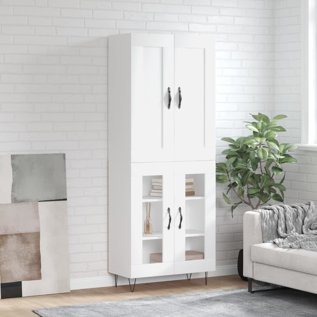 Visoka komoda bijela 69,5x34x180 cm konstruirano drvo