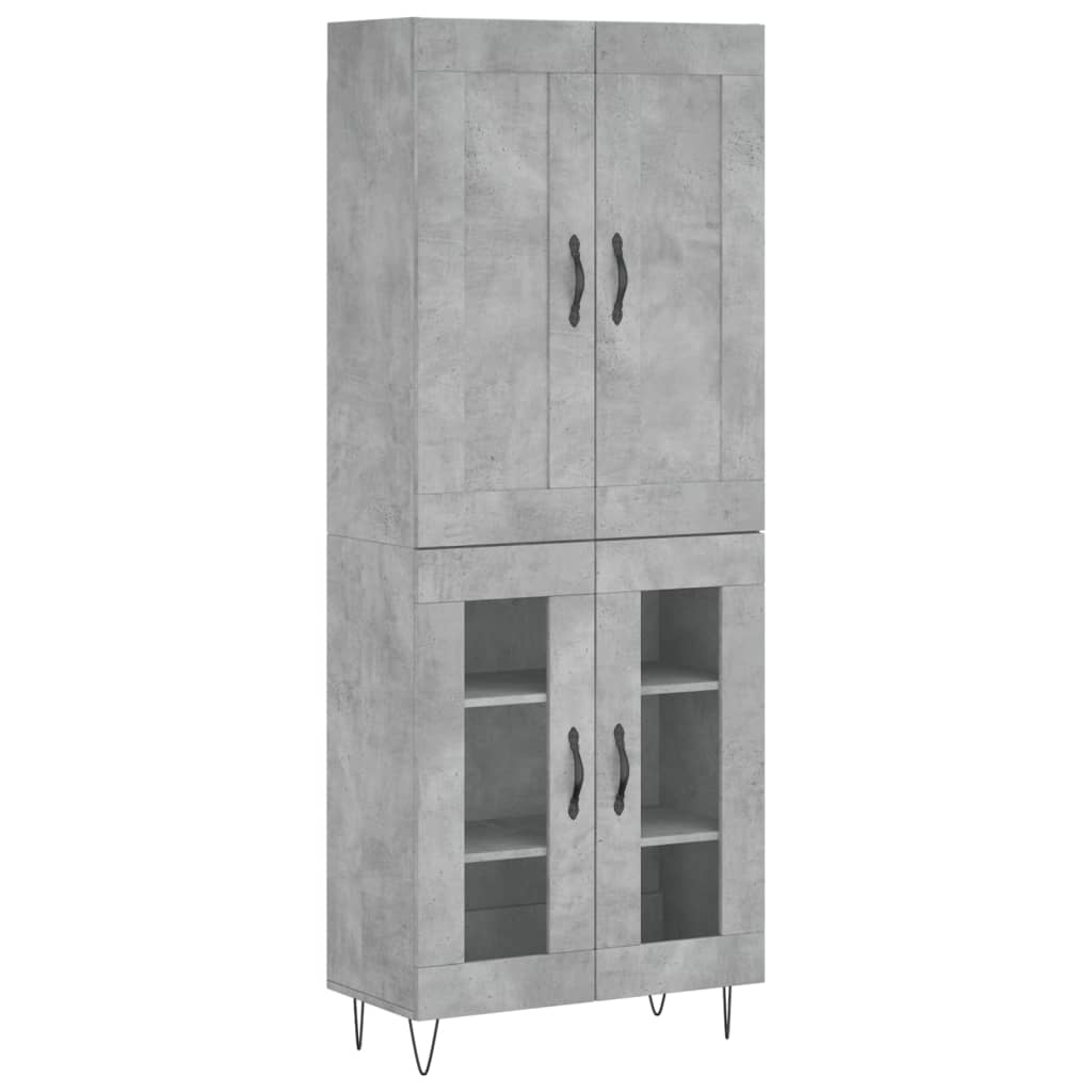 Visoka komoda siva betona 69,5x34x180 cm od konstruiranog drva