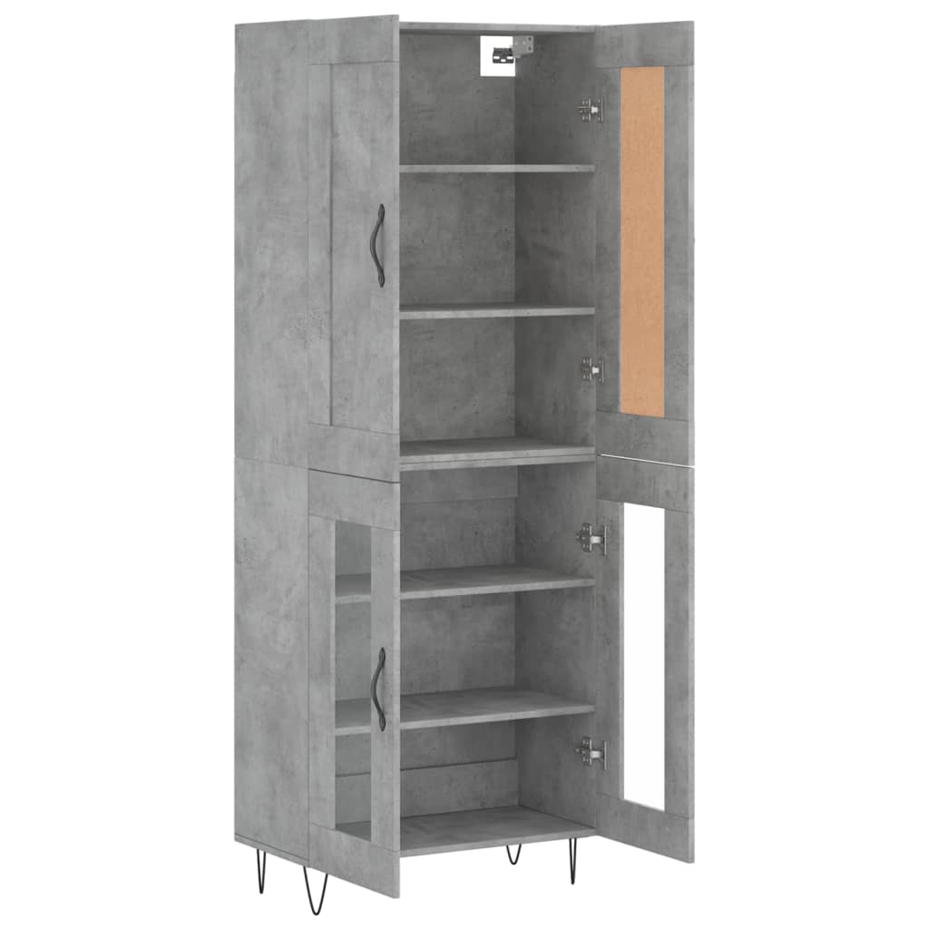 Visoka komoda siva betona 69,5x34x180 cm od konstruiranog drva