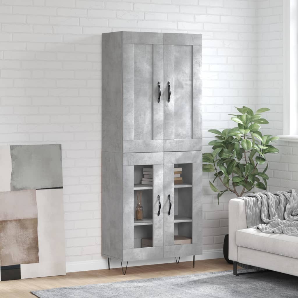Visoka komoda siva betona 69,5x34x180 cm od konstruiranog drva