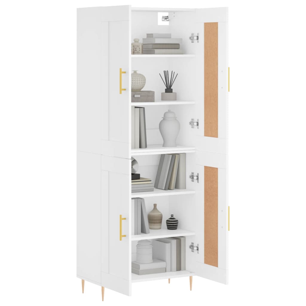 Visoka komoda bijela 69,5x34x180 cm konstruirano drvo