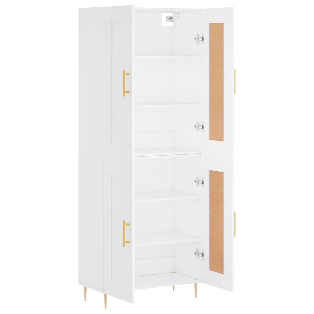 Visoka komoda bijela 69,5x34x180 cm konstruirano drvo