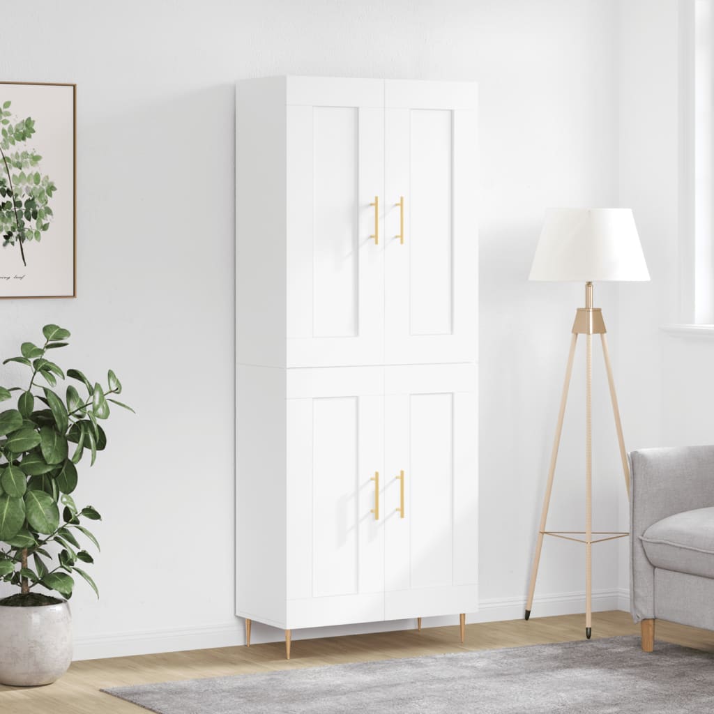 Visoka komoda bijela 69,5x34x180 cm konstruirano drvo