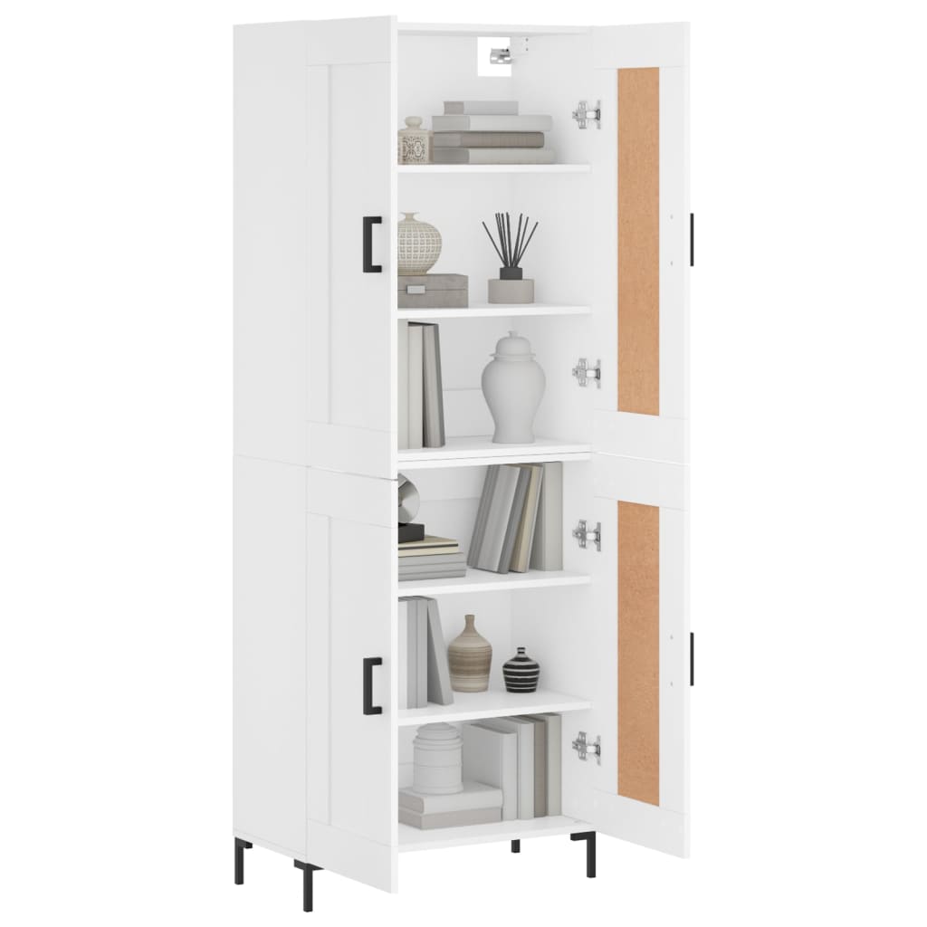 Visoka komoda bijela 69,5x34x180 cm konstruirano drvo