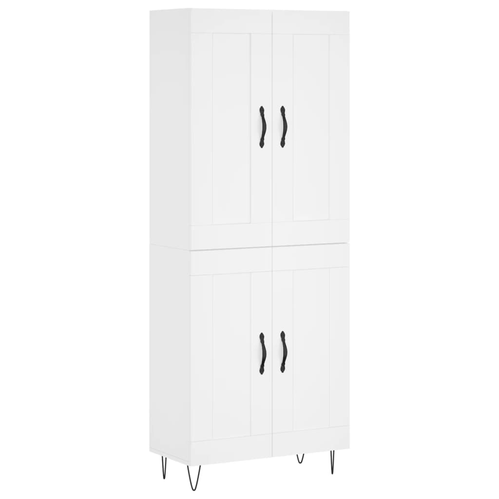 Visoka komoda bijela 69,5x34x180 cm konstruirano drvo