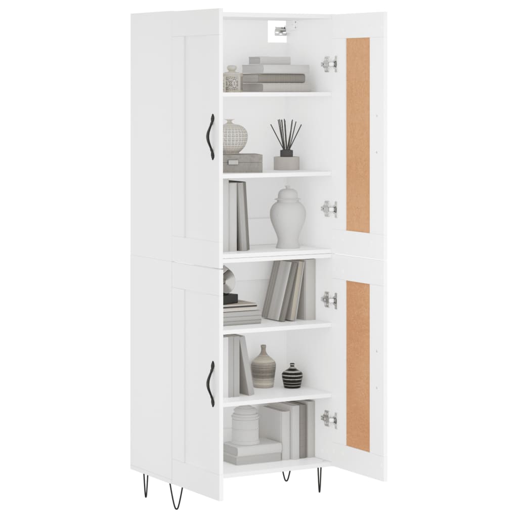 Visoka komoda bijela 69,5x34x180 cm konstruirano drvo