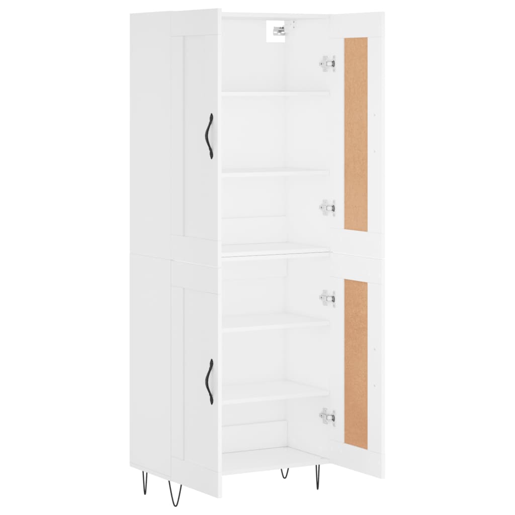 Visoka komoda bijela 69,5x34x180 cm konstruirano drvo
