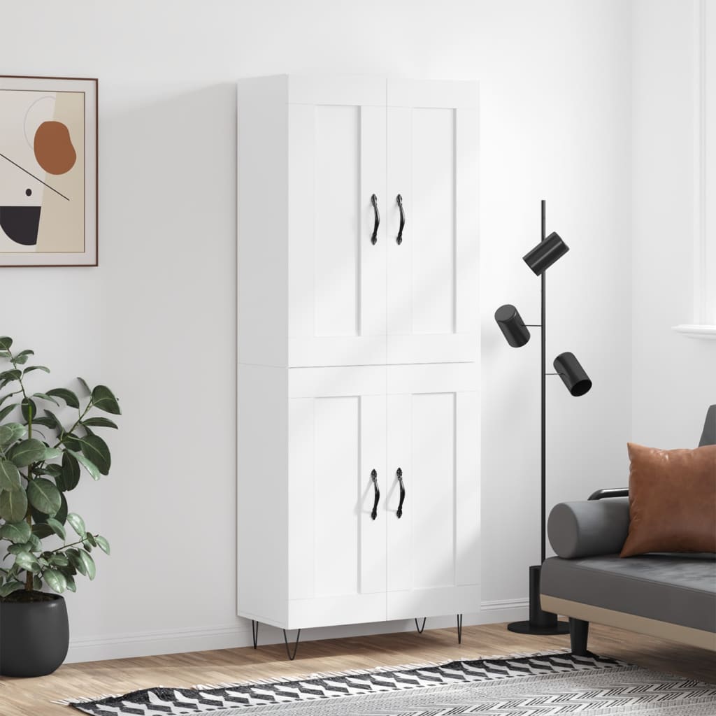 Visoka komoda bijela 69,5x34x180 cm konstruirano drvo