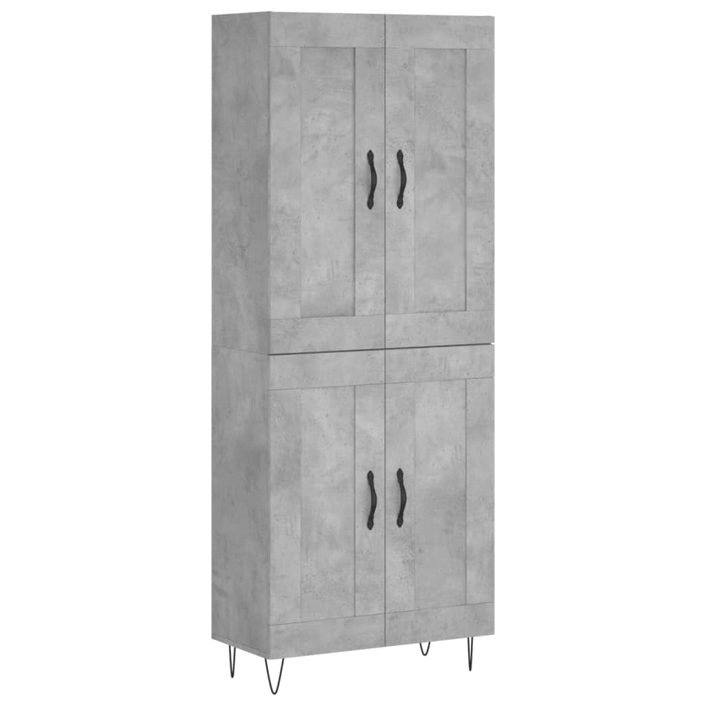 Visoka komoda siva betona 69,5x34x180 cm od konstruiranog drva
