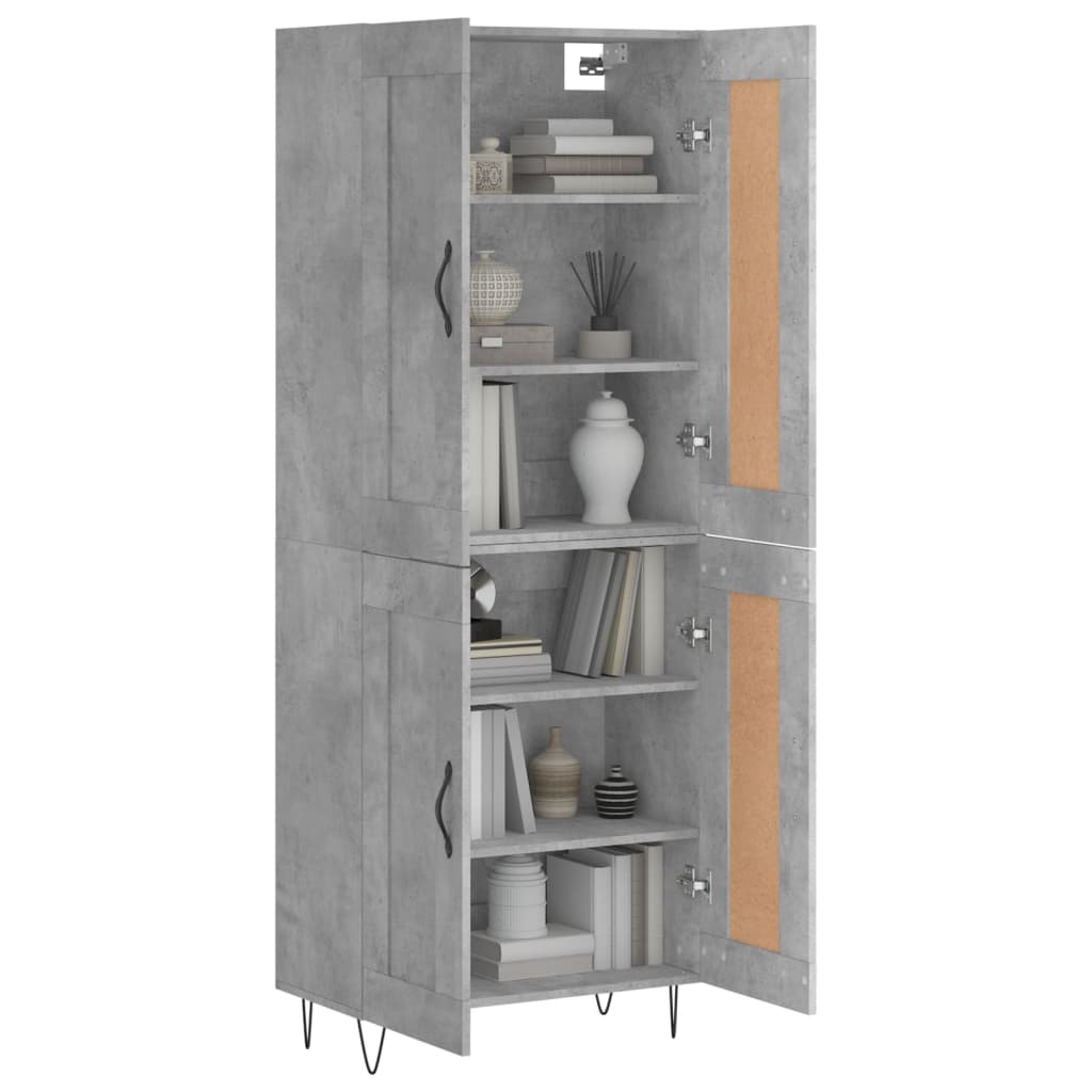 Visoka komoda siva betona 69,5x34x180 cm od konstruiranog drva