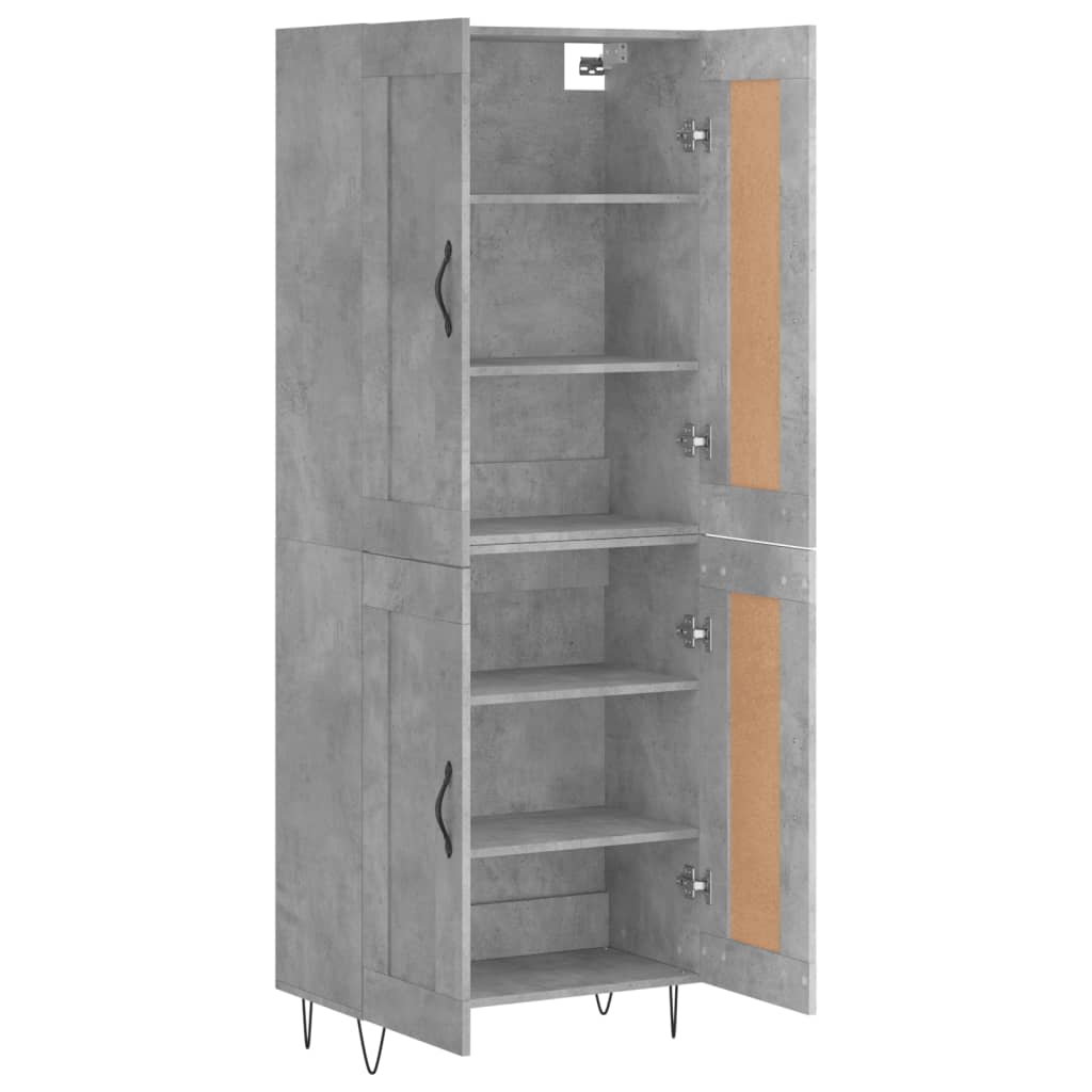Visoka komoda siva betona 69,5x34x180 cm od konstruiranog drva