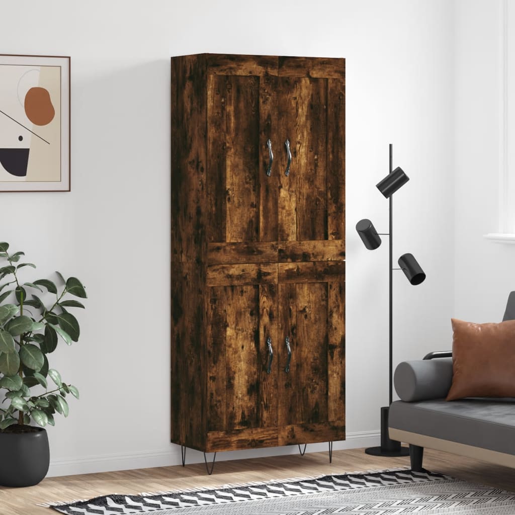 Visoka komoda dimljeni hrast 69,5x34x180 cm konstruiranog drva