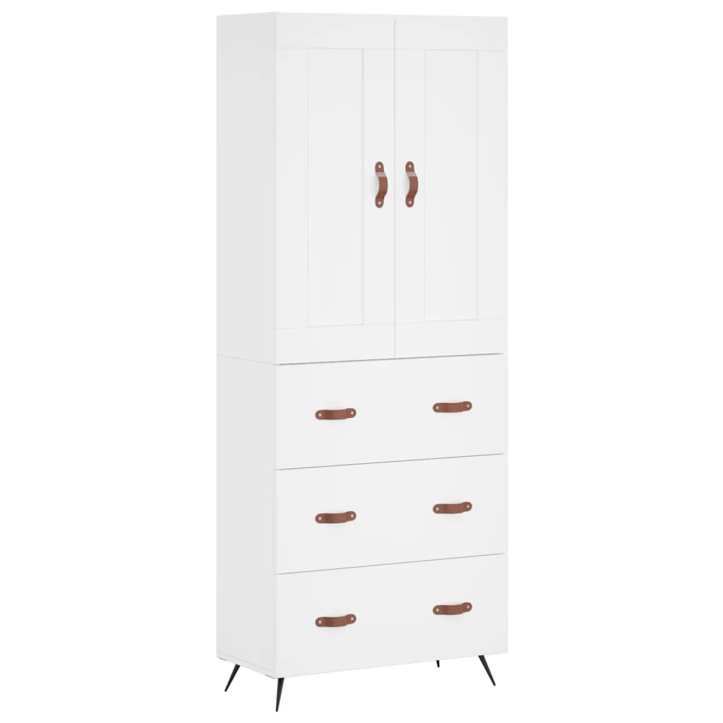 Visoka komoda bijela 69,5x34x180 cm konstruirano drvo
