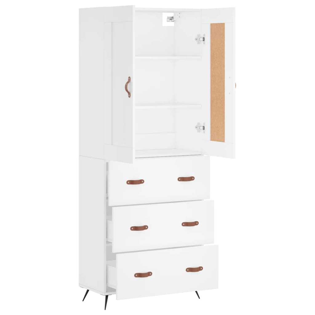 Visoka komoda bijela 69,5x34x180 cm konstruirano drvo