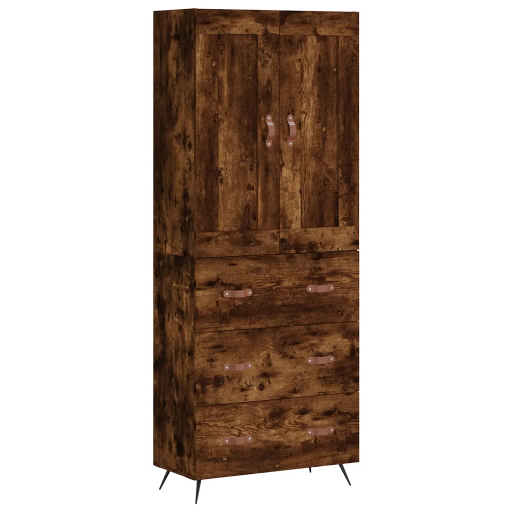 Visoka komoda dimljeni hrast 69,5x34x180 cm konstruiranog drva