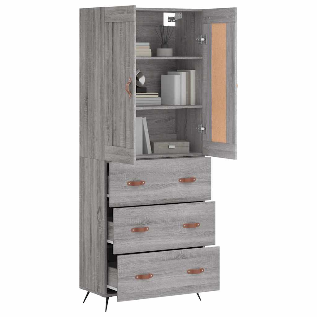 Visoka komoda siva sonome 69,5x34x180 cm od konstruiranog drva