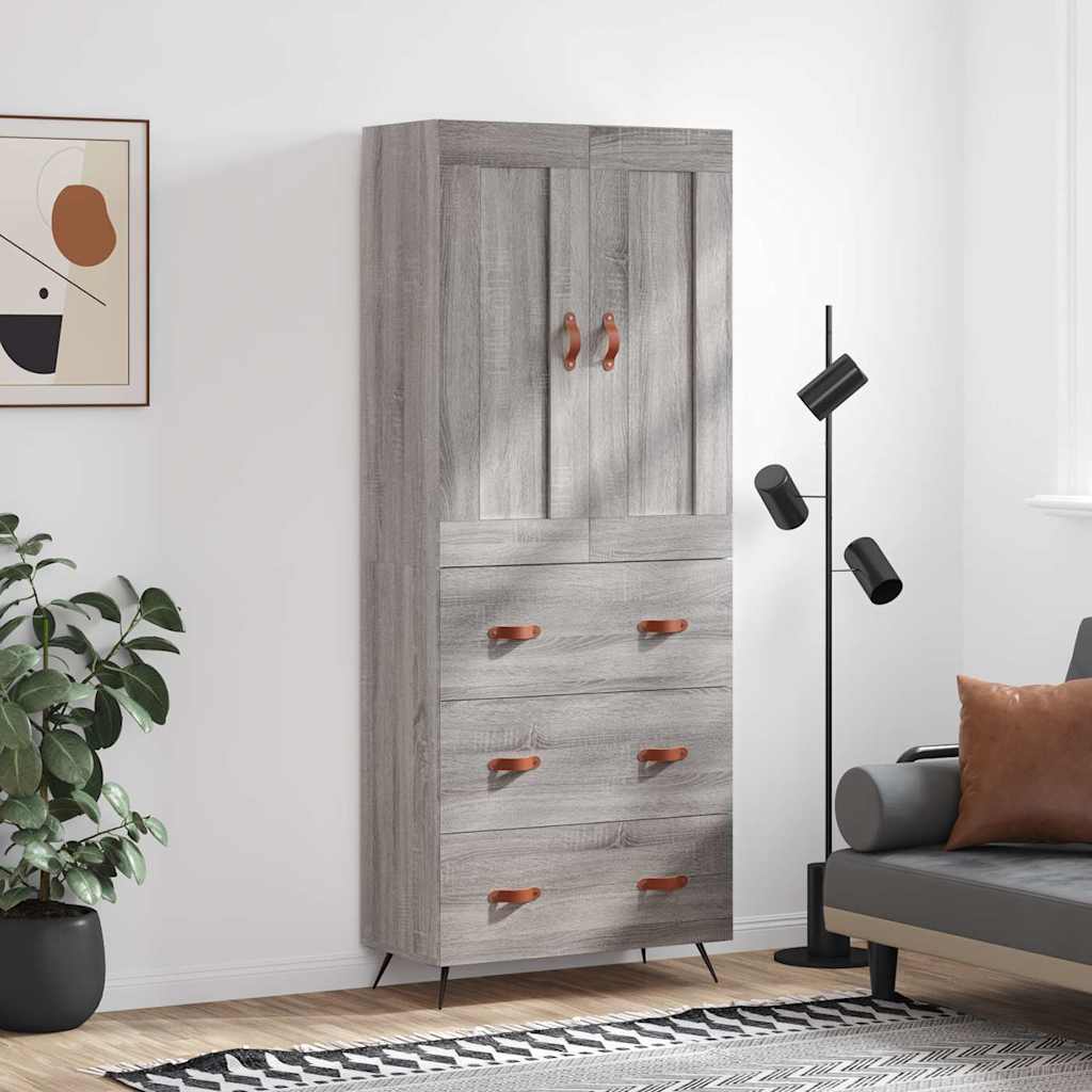 Visoka komoda siva sonome 69,5x34x180 cm od konstruiranog drva