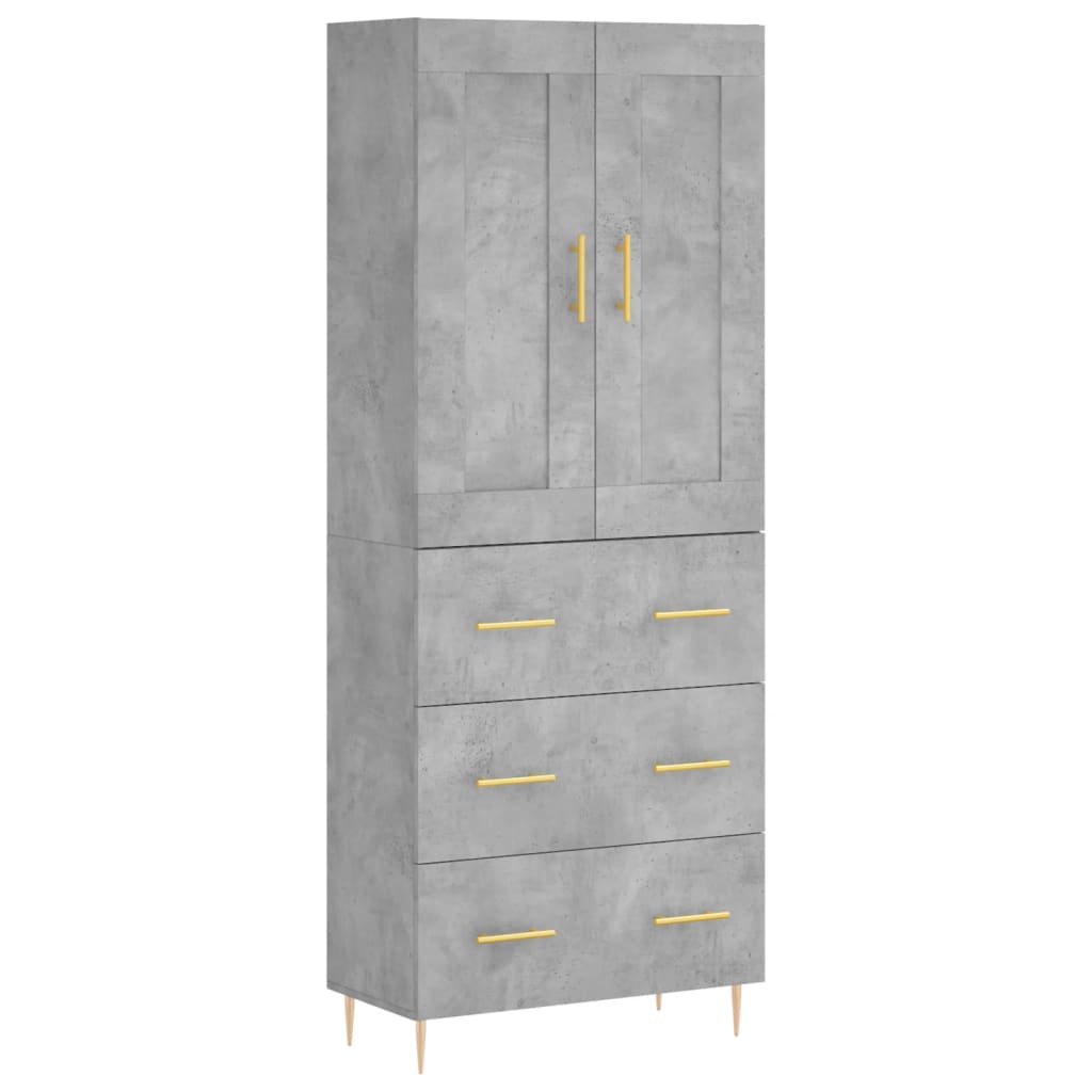 Visoka komoda siva betona 69,5x34x180 cm od konstruiranog drva