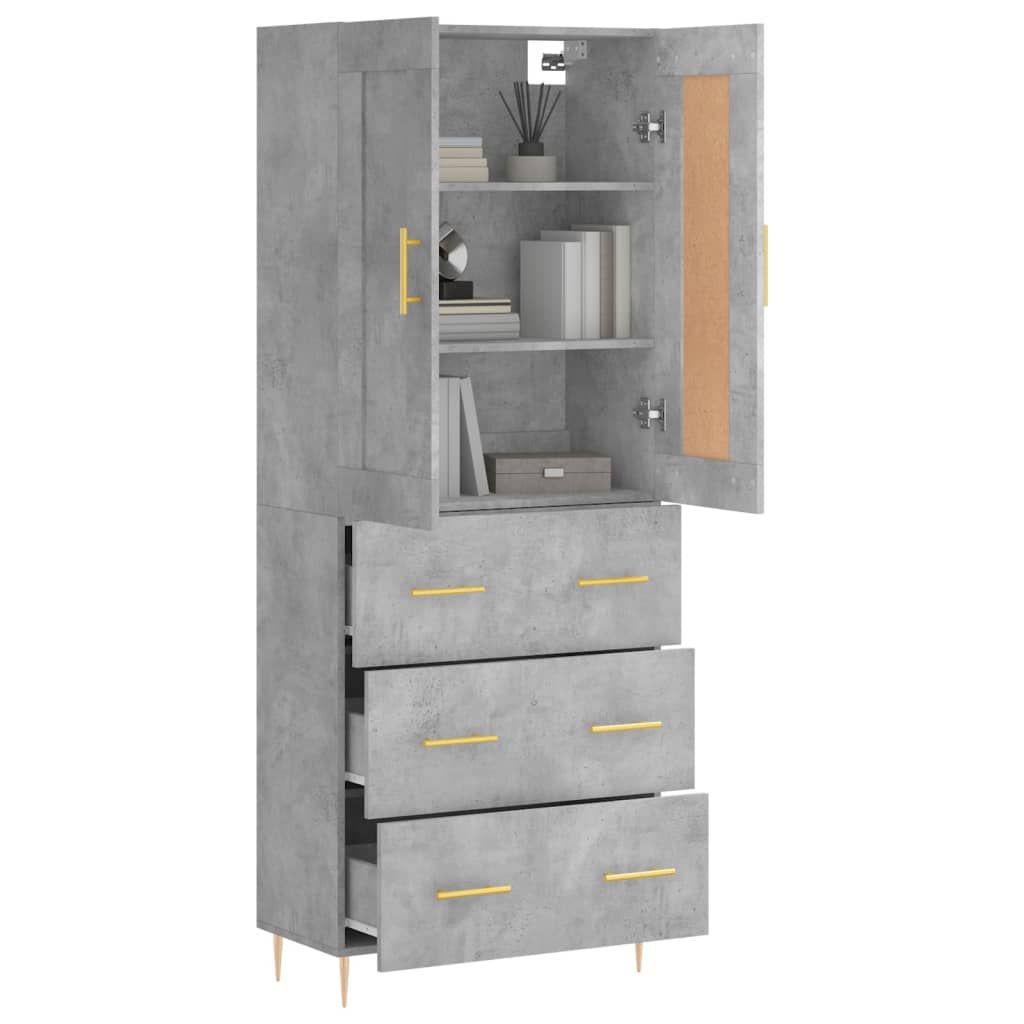 Visoka komoda siva betona 69,5x34x180 cm od konstruiranog drva