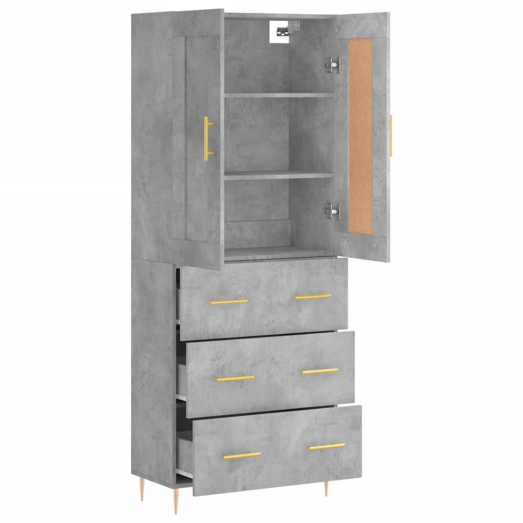 Visoka komoda siva betona 69,5x34x180 cm od konstruiranog drva