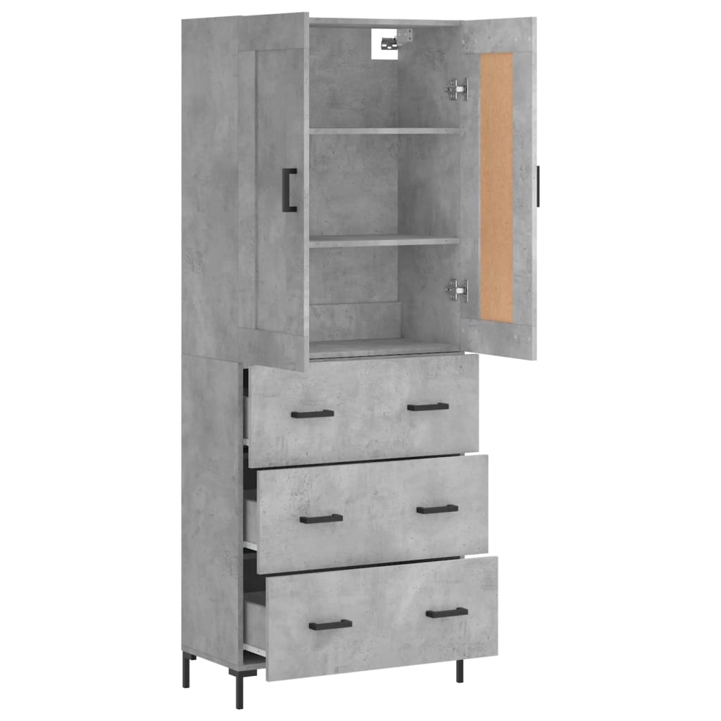 Visoka komoda siva betona 69,5x34x180 cm od konstruiranog drva