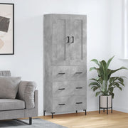 Visoka komoda siva betona 69,5x34x180 cm od konstruiranog drva