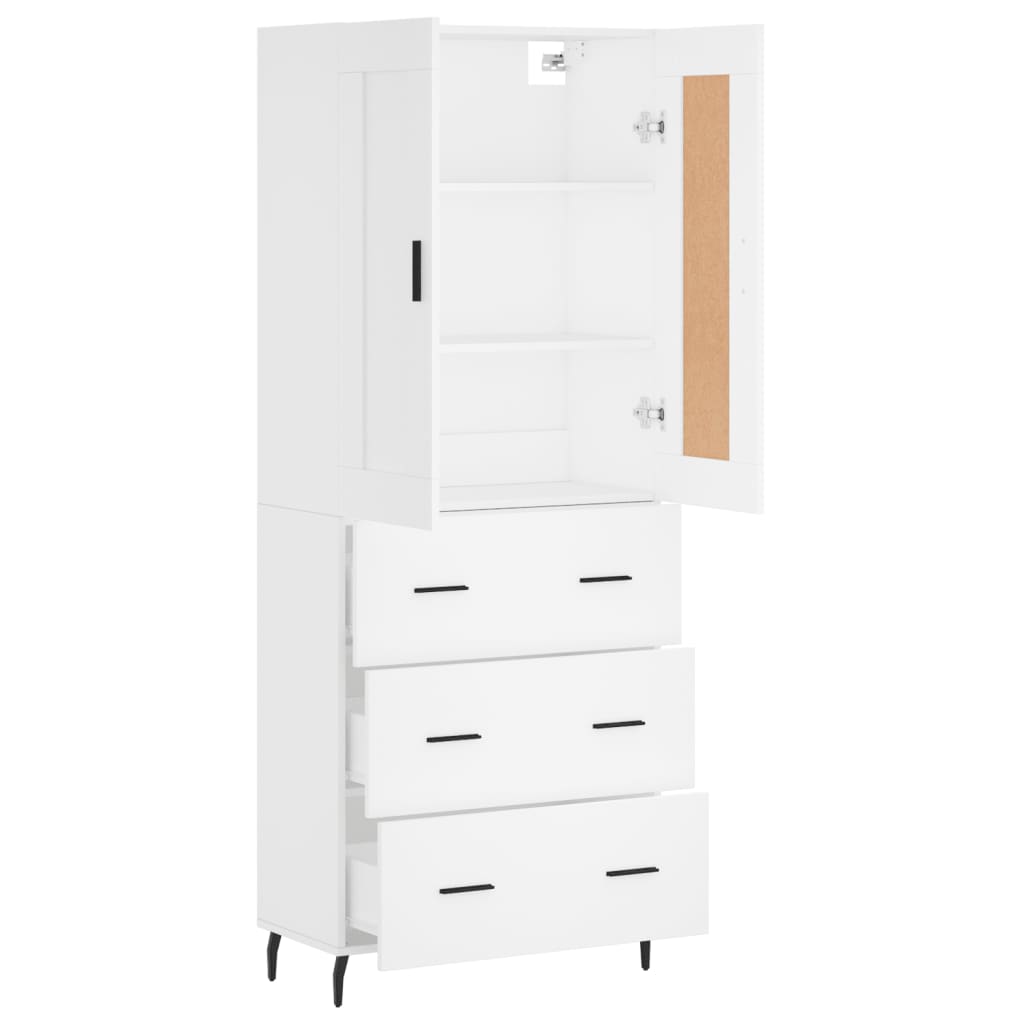 Visoka komoda bijela 69,5x34x180 cm konstruirano drvo