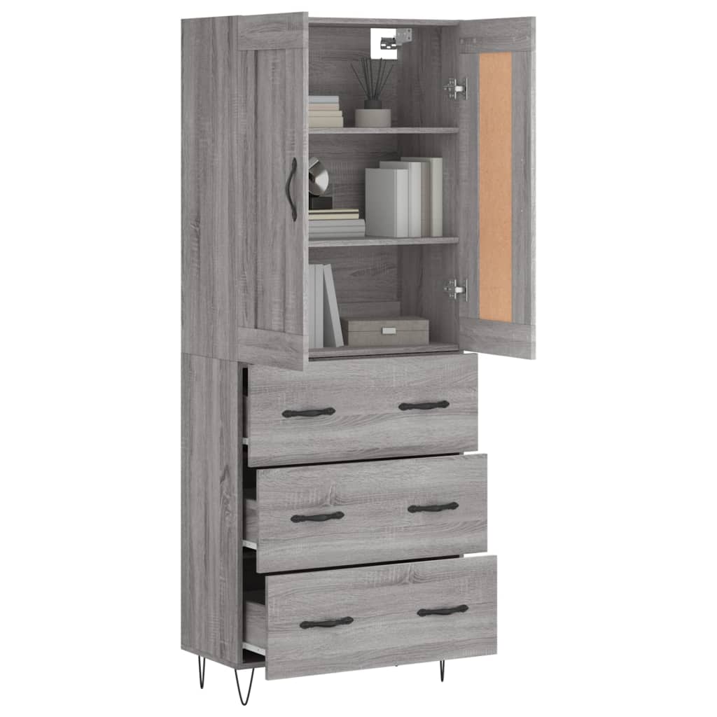 Visoka komoda siva sonome 69,5x34x180 cm od konstruiranog drva