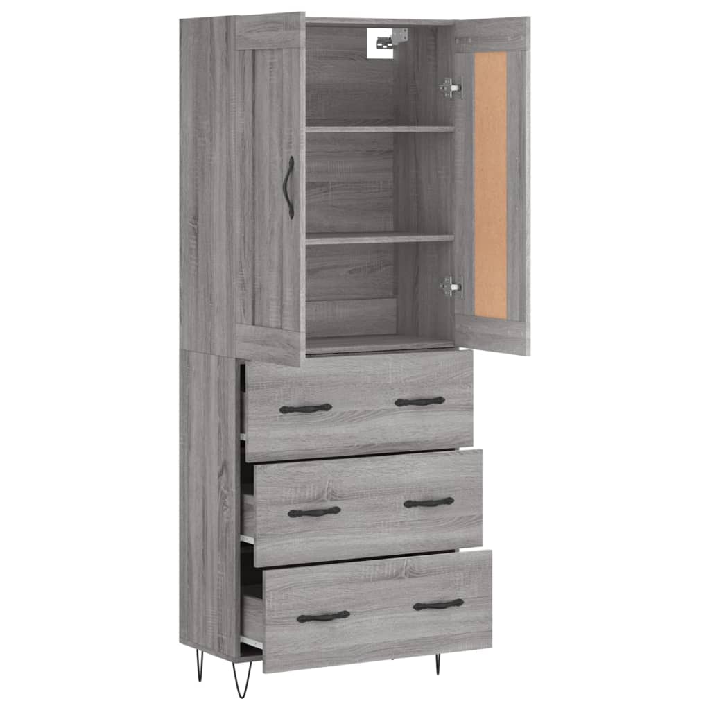 Visoka komoda siva sonome 69,5x34x180 cm od konstruiranog drva