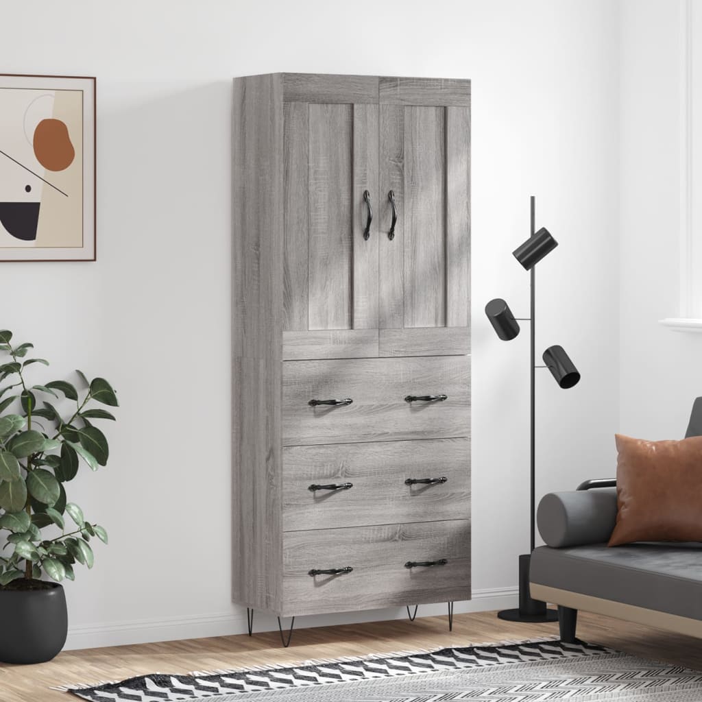 Visoka komoda siva sonome 69,5x34x180 cm od konstruiranog drva