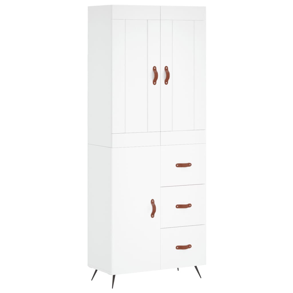 Visoka komoda bijela 69,5x34x180 cm konstruirano drvo