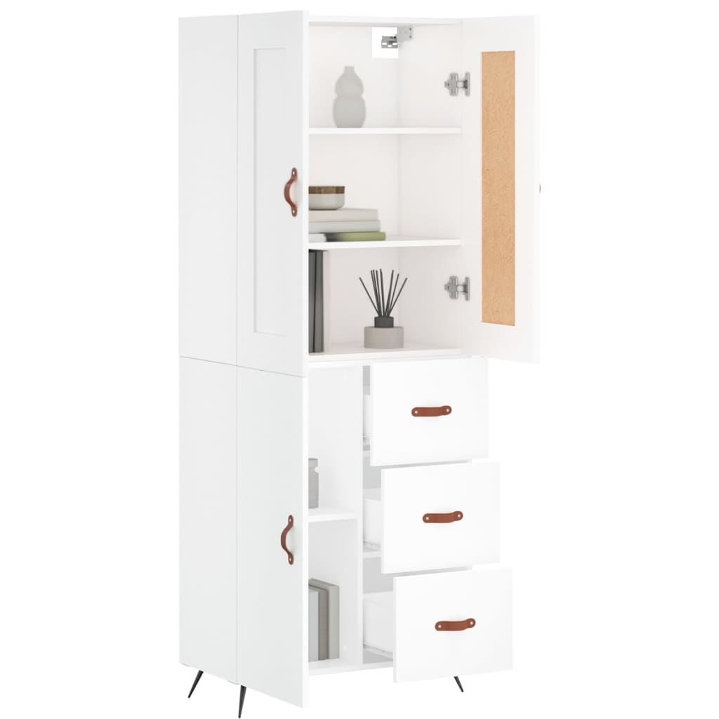 Visoka komoda bijela 69,5x34x180 cm konstruirano drvo