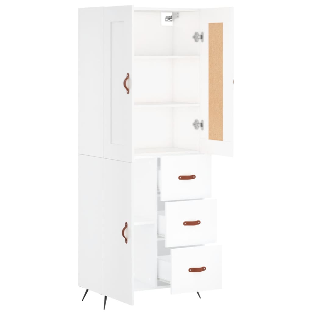 Visoka komoda bijela 69,5x34x180 cm konstruirano drvo