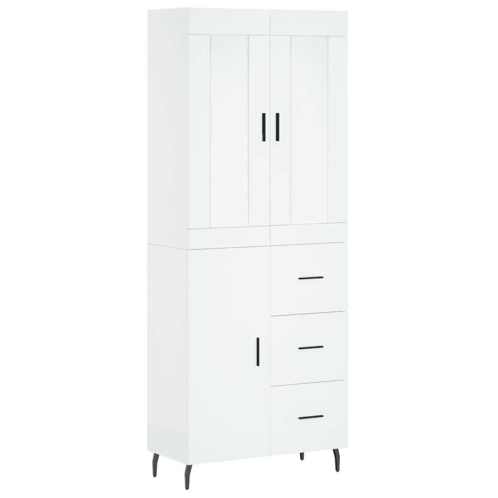 Visoka komoda bijela 69,5x34x180 cm konstruirano drvo