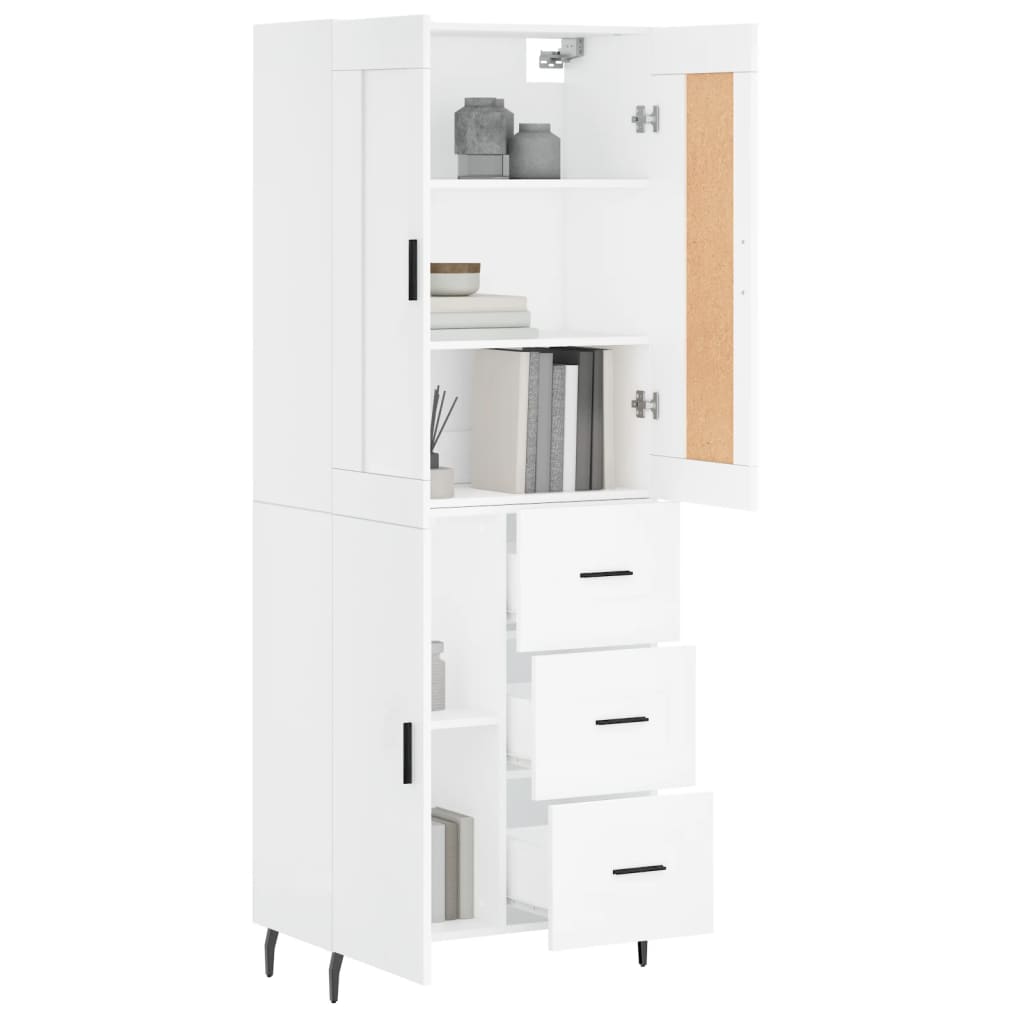 Visoka komoda bijela 69,5x34x180 cm konstruirano drvo