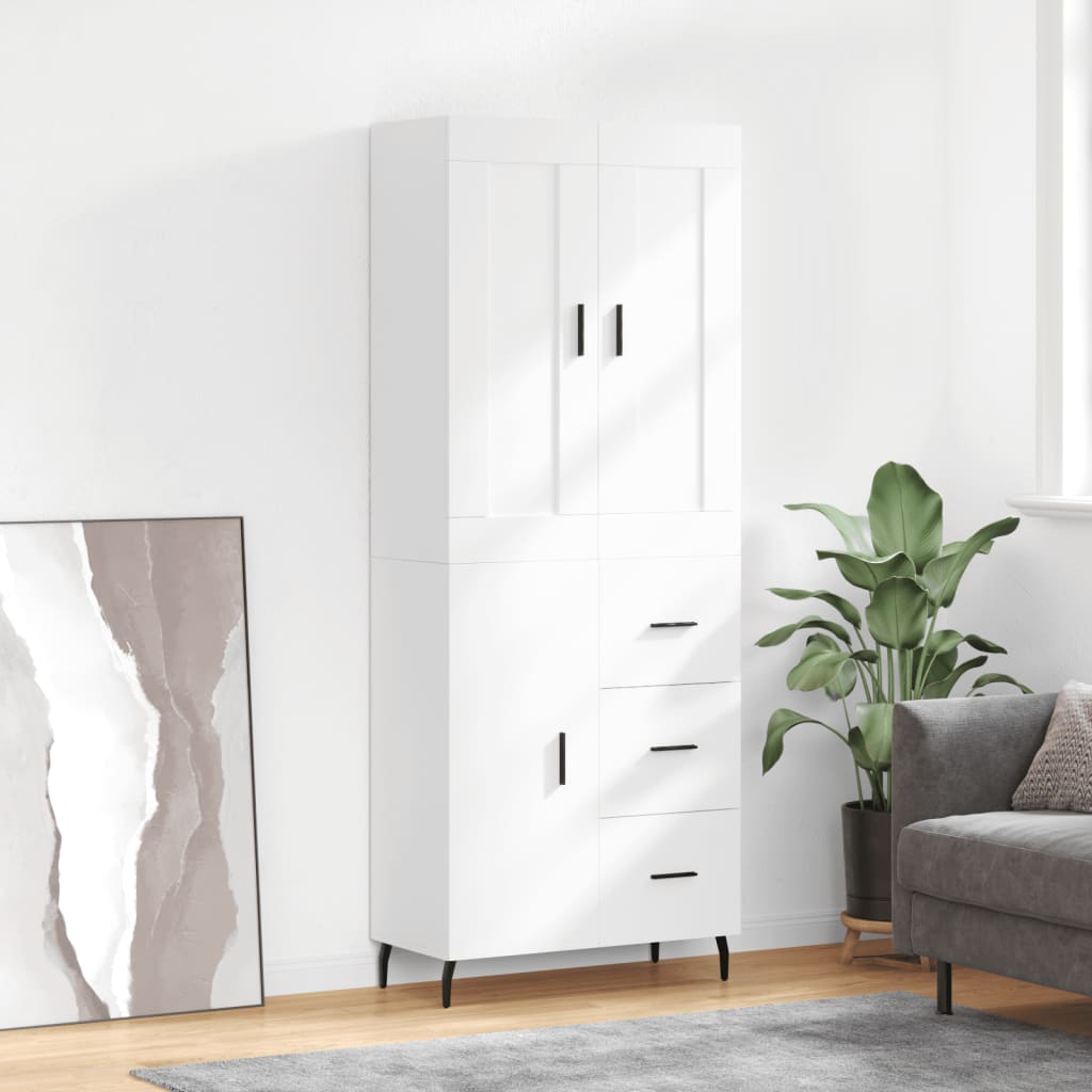 Visoka komoda bijela 69,5x34x180 cm konstruirano drvo
