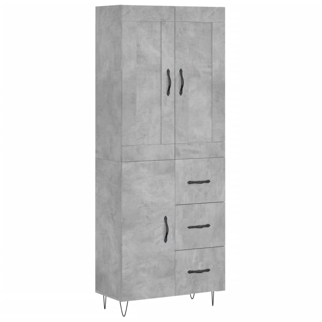 Visoka komoda siva betona 69,5x34x180 cm od konstruiranog drva