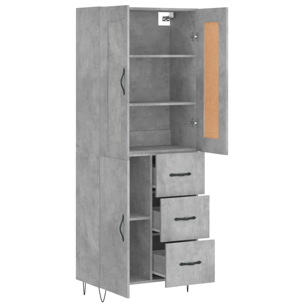 Visoka komoda siva betona 69,5x34x180 cm od konstruiranog drva