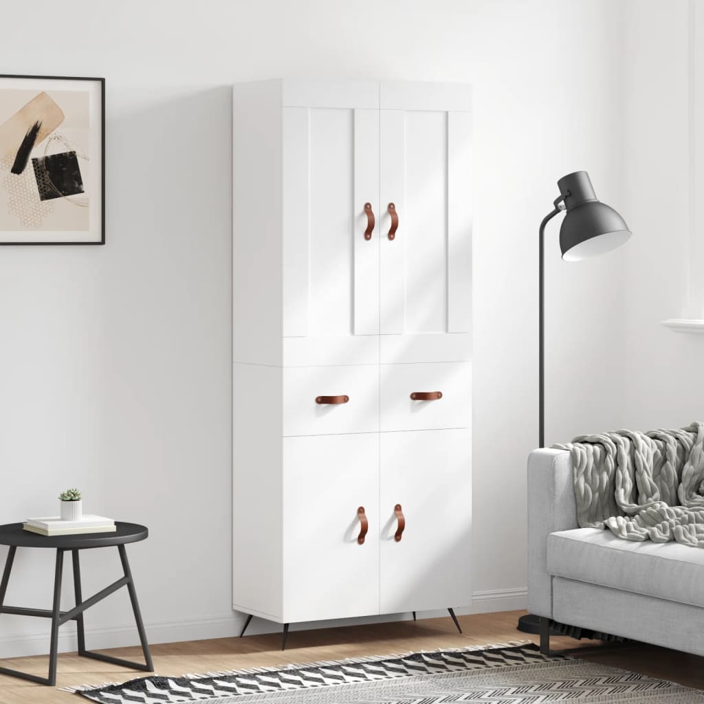 Visoka komoda bijela 69,5x34x180 cm konstruirano drvo