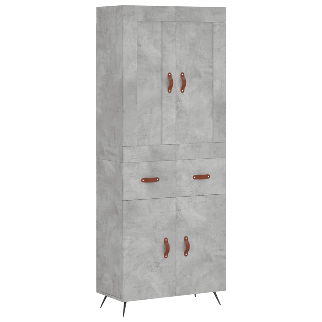 Visoka komoda siva betona 69,5x34x180 cm od konstruiranog drva