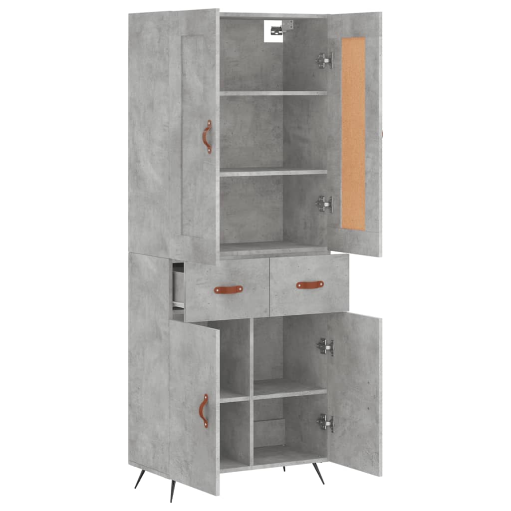 Visoka komoda siva betona 69,5x34x180 cm od konstruiranog drva