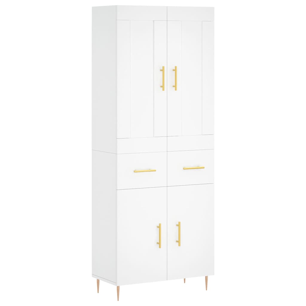 Visoka komoda bijela 69,5x34x180 cm konstruirano drvo
